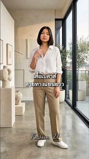 เสื้อเบลาส์ลายทางแขนยาว