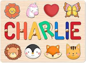 Personalized Name Puzzle for Kids - Custom Christmas Puzzle Gifts for Toddler Girls Boy Stocking Stuffers - Early Learning Toys for Baby Boy & Girl 1 Year Old Gift - Personalized Christmas Baby Gifts