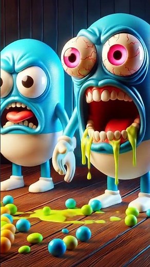 “Creepy Cartoon Capsule Horror | Vomiting Neon Balls | Surreal 3D Animation”