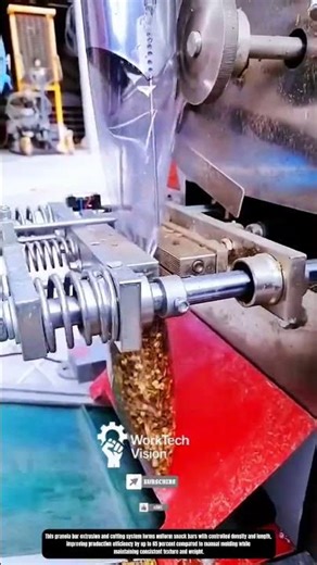 Granola Bar Extrusion and Cutting Process in Continuous Food Production Line