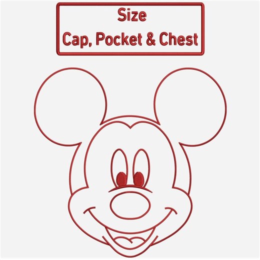 Mickey Mouse Embroidery Design: Cap, Pocket & Chest (digital Download) - Etsy