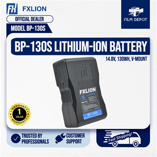 FXLion Cool Black Series | 14.8V 130Wh Lithium-Ion V-Mount Battery – Professional Camera & Video Power Supply / For Photography, Videography, Film Production & Livestream / Long-Lasting Camera & Accessory Battery / Local PH Warranty | Film Depot | BP-130S | Lazada PH