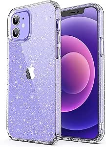 ULAK Compatible with iPhone 12 Case Clear Glitter, iPhone 12 Pro Cover Sparkle Bling Soft TPU Women Girls Shockproof Protective Phone Case Designed for iPhone 12 & iPhone 12 Pro 6.1 inch, Transparent