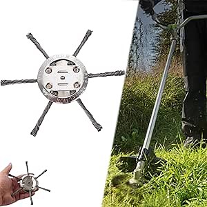 Steel Wire Grass Trimmer Head, Universal Steel Wire Trimmer Head, 6 Inch Wire Weed Trimmer Head Weed Remover Tool, 2025 New String Trimmer Replacement Head (6 Knives)