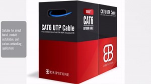 Dripstone CAT6 Direct Burial Ethernet Cable – 23AWG Solid CCA UTP, Waterproof HDPE Insulated, Polyethylene (PE) Jacket for Indoor/Outdoor Installations (Blue - 1000ft)