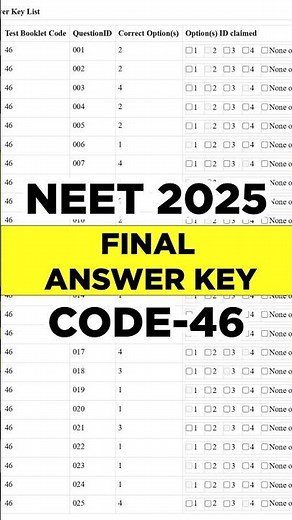 NEET 2025 Answer Key Released | Code- 48 | #neet2025 #nta #neet2025answerkey