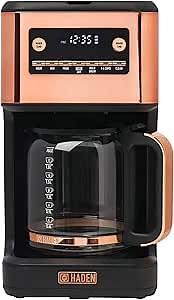 HADEN Generous Brew 14 Cup Coffee Maker with 120 Minute Keep Warm, Delay Brew, Adjustable Strength, Programmable Clock, and Anti Drip, Black/Copper