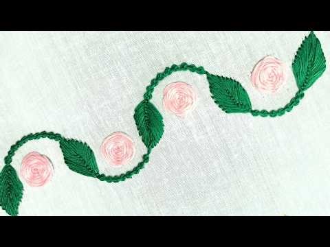 Awesome Hand Embroidery Flower Design for Borderline Design #embroidery