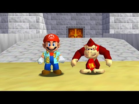 Sunshine Mario and Donkey Kong in Mario 64 - Full Game Walkthrough