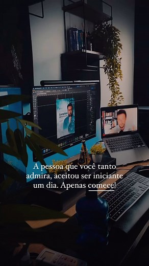 Gabriel Juste | Designer on Instagram: "Não espere começar quando tiver tudo perfeito! . O “estar” em movimento que fará você conquistar suas metas, mas pra isso é necessário começar, se esforçar um pouco mais, ter disciplina pra fazer o que tem que ser feito. . Nenhum começo é fácil, mas a vitória do futuro valerá a pena, confia. Portanto, não negocie seu futuro, apenas comece e no caminho você vai entender o que eu tô te falando agora, combinado?🙌🏻 . . #designgrafico #setup #motivação #motiv