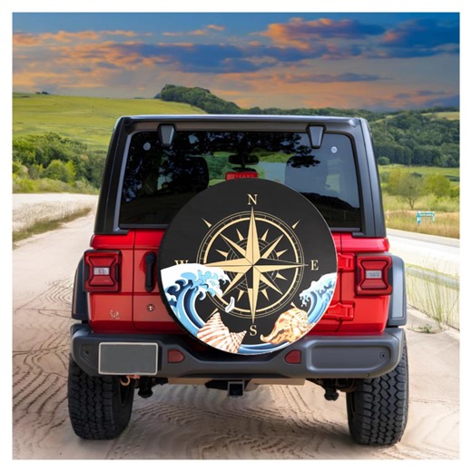Custom Sea Wave Compass Spare Tire Cover: PVC Leather, Suv/rv/truck (15 Inch) - Etsy