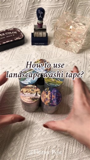 How to use landscape washi tapes? I used some landscape tapes to create a creative page. Hope it can give a bit of inspiration 🤩 These landscape tapes are from flutterpost.com #landscapesticker #traveljournal #creativescrapbooking #journalinspiration #washitapes