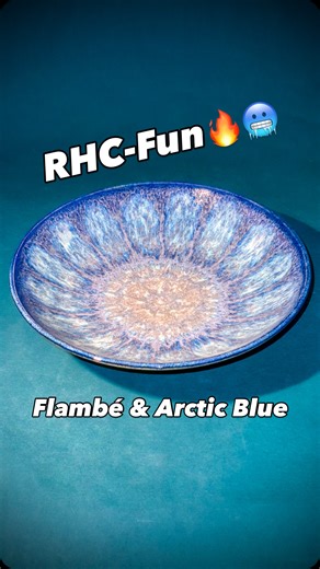 Samy Boulos - Pottery | End Result included!🔥 Frozen Pond-Style glazing with Flambé as base glaze, Running Hot Chowder (RHC) glaze as dots, and Arctic Blue as... | Instagram