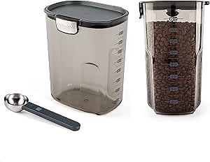 Progressive International ProKeeper+ Clear Plastic Airtight Food Baker's Kitchen Storage Organization Container Canister Set with Magnetic Accessories, 2- Piece Set (Coffee 4.3-Quart)
