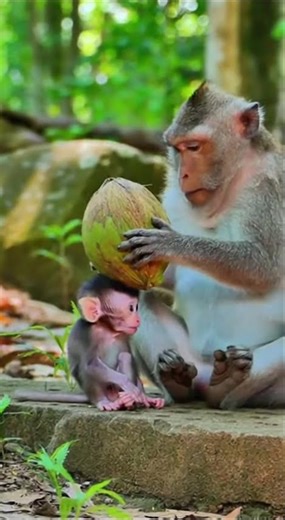The monkey mother is punishing the baby who did something wrong. Who saved the baby?#animals#rescue