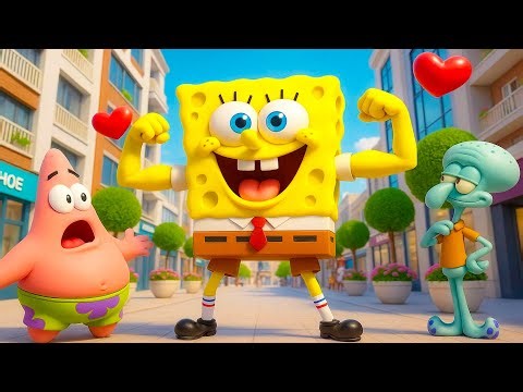 SpongeBob’s Muscle Moment 💪😂 | Patrick and Squidward’s Reactions | SpongeBob Animation