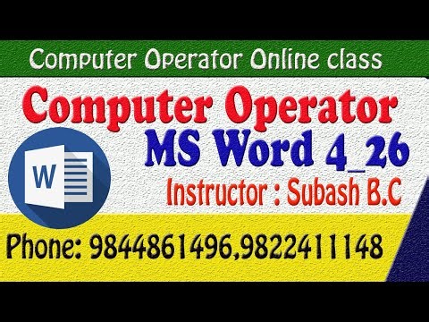 Computer Operator || Ms word 4_26 || Page layout Tab, Reference tab