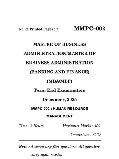 MMPC-002 Dec 2025 | IGNOU Previous Year Question Paper