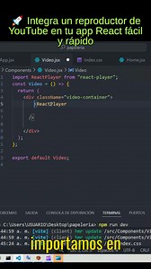 🚀 Integra un reproductor de YouTube en tu app React fácil y rápido #programacionweb #DesarrolloWeb #programadoresweb #ReactJS #javascript | Progamacion web