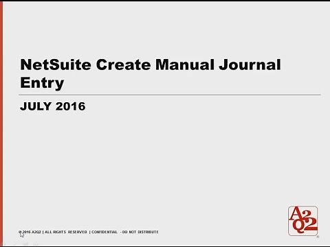#50 | NetSuite Create Manual Journal Entries
