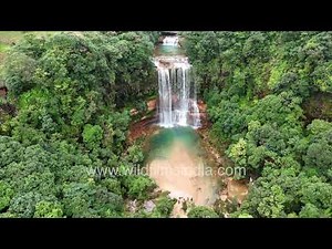 Breathtaking aerial view of Moopun Waterfalls in Meghalaya state of India