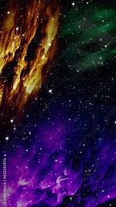 Universe Space Flight Through Stars with Galaxies and Nebulas. Seamless looping vertical animation background.