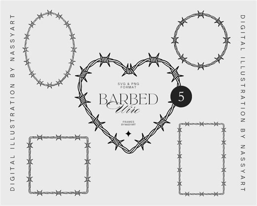 Barbed Wire Frames Svg, Barbed Wire Frame Cricut File, Barbed Clipart Svg, Barbed Wire Border Svg - Etsy