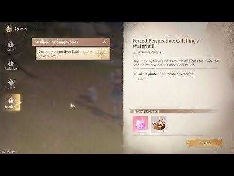 Infinity Nikki Forced Perspective: Catching a Waterfall Take a photo of "Catching a Waterfall"