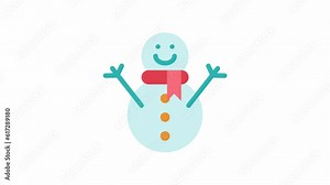 Snowman, Winter animated icon on transparent background.