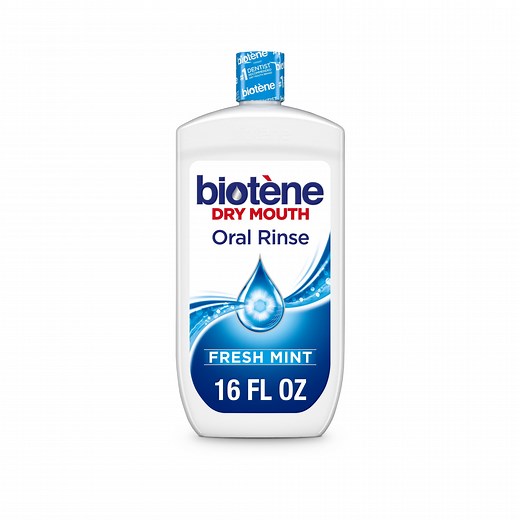 Biotene Oral Rinse Moisturizing Mouthwash for Dry Mouth Relief, Mint, for Children & Adults, 16 Fl Oz