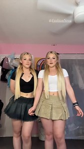 4.1K views · 24K reactions | Eh eh solas solas  @fashionnova : Yazlin Pleated Denim Mini skirt - dark : Valentina Plunge crop top - black : Carly V Neck tee - white : Say yes corduroy micro mini skort - Khaki #foryou #foryoupage #explore #explorepage #fyp #reelsinstagram #lonatwins #reels #twins #ootd #glam #viralreel #reels #reelsi̇nstagram #twinsofinstagram #twinsisters #duo #girly #girls | Lonatwinsss | Facebook