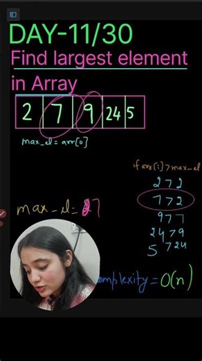 Day 11 | Find Largest Element in an Array | 30 Days DSA Challenge | Easy Explanation #dsa #coding