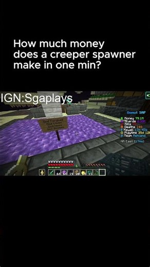 How much does one creeper spawner make in 1 min? #donutsmp #minecraft #minecraftgameplay #lootdrops
