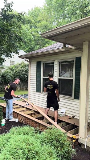 Composite deck installation in progress in Cleveland, OH. #backyardupgrade #compositedeck #deck