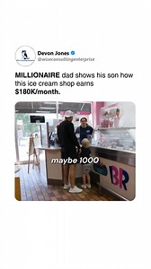 Millionaire dad takes his son to an ice cream shop and uncovers how they make $180K/month. A simple ice cream shop sells 1000 scoops a day, but the real profit lies in the pricing strategy and consistency. This is how smart business owners scale with little-known insights. Follow @wiseconsultingenterprise for more! | Wise Consulting Enterprise