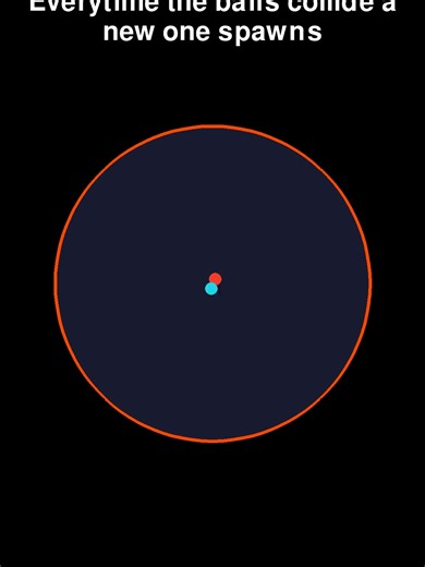 Everytime the balls collide a new ball spawns! will my pc crash? #simulation #code #python #ball #circle #bounce #asmr #adhd #satisfying #oddlysatifying #brainrot #67 #program #bouncing #crash #red #blue