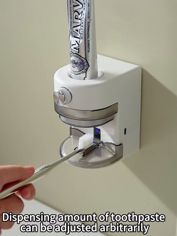 Toothpaste Squeezer, Bathroom Wall Mounted Electric Toothpaste Dispenser with Adjustable Toothpaste Dispensing Amount, Automatic Toothpaste Dispenser for Adults and Kids (Black)