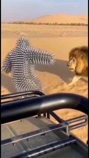 Man Confronts Giant Lion in a Terrifying Encounter