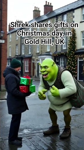 Shrek shares gifts on Christmas day #merrychristmas #happynewyear #shrek #christmasgifts
