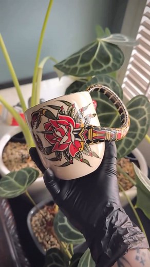 Little matchy matchy vibes here with the roses #tattooceramics #underglazepainting #handmade #pottery #roses #scorpio #pottery | Gutterflies