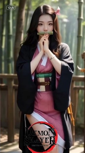 Beautiful Nezuko Demon Slayer in real life #anime #demonslayer #youtubeshorts #cosplay #shorts #ai