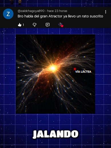 Algo invisible está jalando a la Vía Láctea 👁️ El Gran Atractor: el misterio que arrastra galaxias ¿Sabías que nuestra Vía Láctea no viaja sola? 🌌 A 250 millones de años-luz, existe El Gran Atractor, una gigantesca concentración de miles de galaxias con una gravedad tan increíble que ¡está tirando de nuestra galaxia y muchas más hacia un mismo punto! 😱 Durante décadas fue invisible para nosotros, escondido detrás del polvo de nuestra propia galaxia. 🌫️ Pero gracias a telescopios de rayos X e