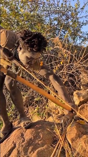 African Primitive Bow Hunting 😱 | Tribal Skills'#shortsfeed #triballife