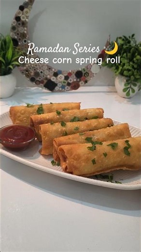 Ramadan series day 6: cheese corn spring rolls/ spring roll recipe/ iftar recipes #shorts #asmr #fyp