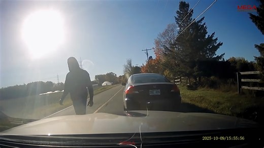 Angry driver stepped out of the car