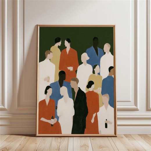 Abstract People Gathering Print – Minimalist Figures, Social Event Illustration (digital Download) - Etsy