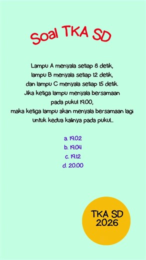Soal TKA Matematika Kelas 6 SD #soaltka #matematika #sd #kelas6