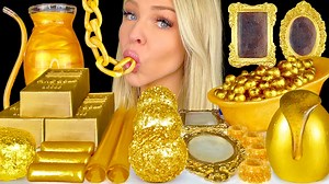 56K views · 1.1K reactions | ASMR EDIBLE GOLD BARS, HONEY STICKS,...