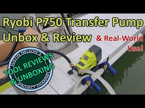 Ryobi P750 Transfer Pump Unbox and Review (Portable Water Pump Battery or Plug-In Garden Hose)
