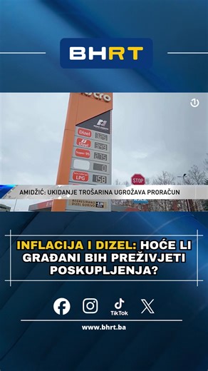 ⛽ Cijene dizela u BiH rastu, nova poskupljenja najavljena! Na pojedinim pumpama dizel je već 3,60 KM po litru, a distributeri najavljuju dalje promjene cijena. Ministar finansija i trezora Srđan Amidžić predlaže povećanje primanja budžetskim korisnicima kao sistemsku mjeru, dok Udruženje potrošača pita kako će se pomoći realnom sektoru i svim građanima. 📌 U Federaciji BiH na snazi su: zaključane cijene za 65 artikala ograničenje marži na naftu do 25 feninga U RS je ograničenje marži do 8%, a Vl
